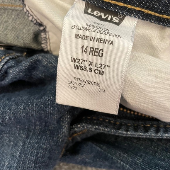 Levi's 550 Jeans Youth Size 14 27 x 27 Relaxed Fit Dark Wash Denim - Picture 10 of 12